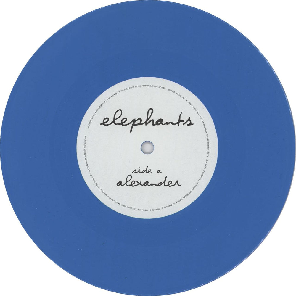 Elephants Alexander - Blue Vinyl - Signed UK 7" vinyl single (7 inch record / 45) 2L207AL756565