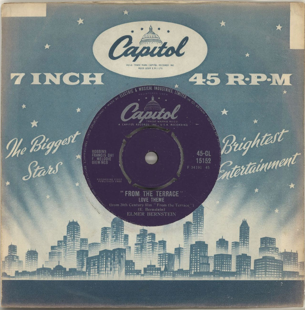 Elmer Bernstein "From The Terrace" Love Theme UK 7" vinyl single (7 inch record / 45) 45-CL15152