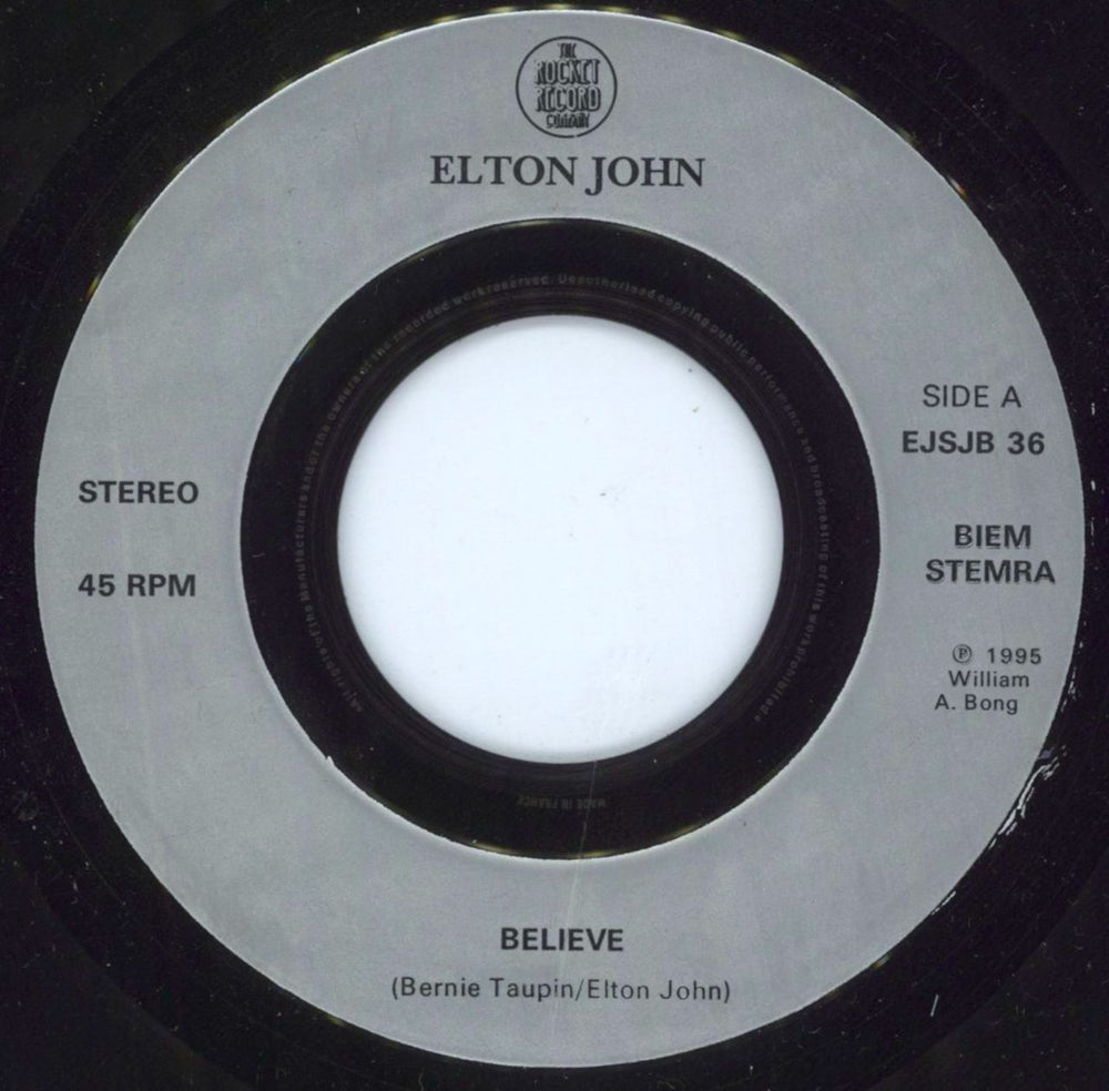 Elton John Believe UK 7" vinyl single (7 inch record / 45) EJSJB36