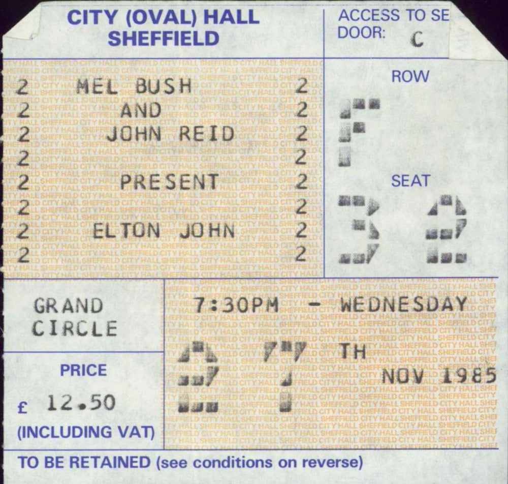 Elton John World Tour 85/86 + Ticket Stub UK tour programme