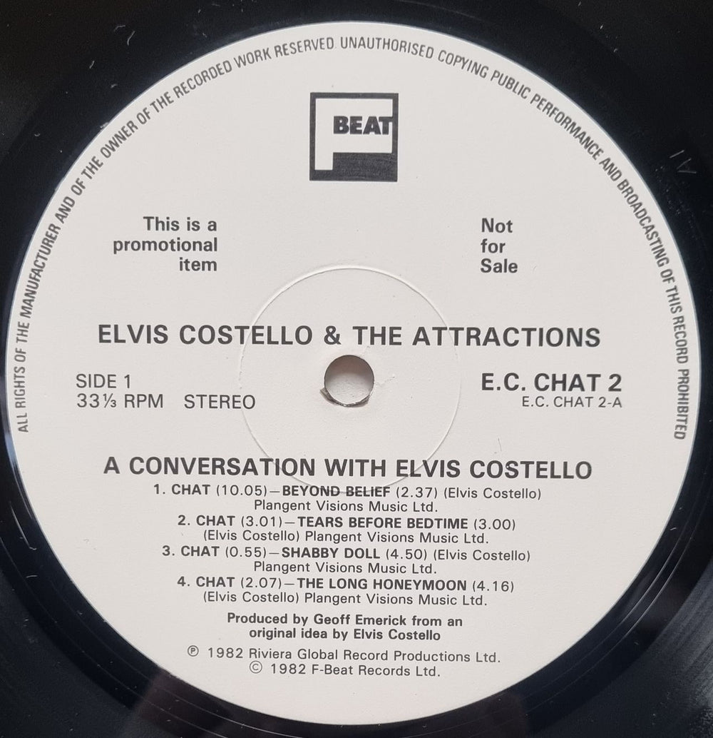 Elvis Costello A Conversation With Elvis Costello - Autographed UK Promo 2-LP vinyl record set (Double LP Album) COS2LAC351447