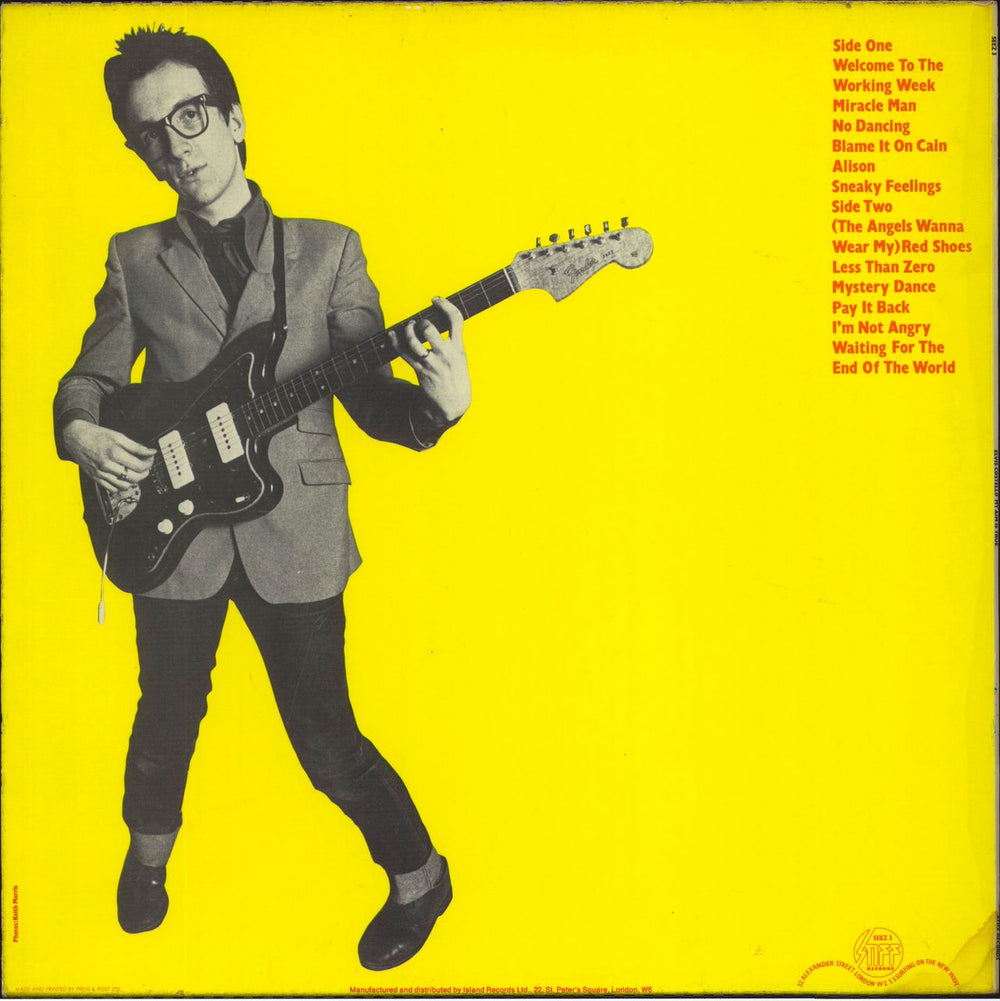 Elvis Costello My Aim Is True - Laminated - Yellow back - EX UK vinyl LP album (LP record)