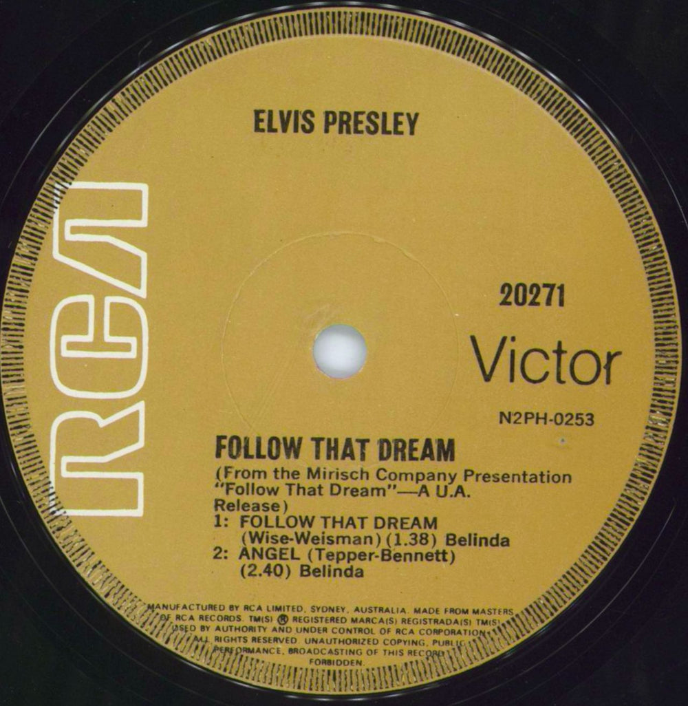 Elvis Presley Follow That Dream Australian 7" vinyl single (7 inch record / 45) ELV07FO310961