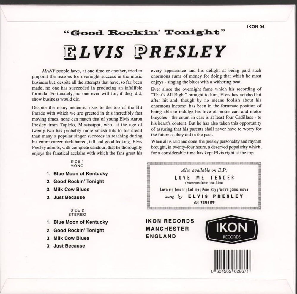 Elvis Presley Good Rockin' Tonight - Opaque Clear Vinyl UK 10" vinyl single (10 inch record) ELV10GO791109