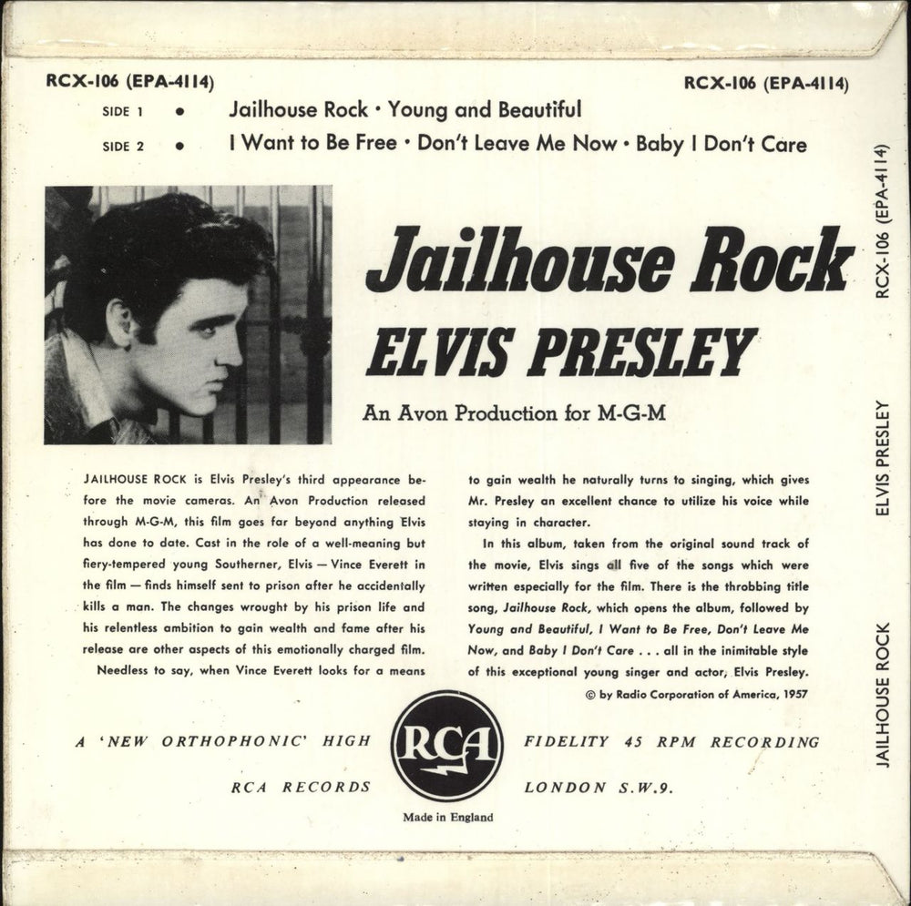 Elvis Presley Jailhouse Rock EP - 1st UK 7" vinyl single (7 inch record / 45)