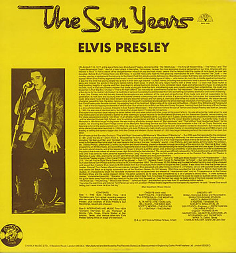 Elvis Presley The Sun Years UK vinyl LP album (LP record) ELVLPTH343085