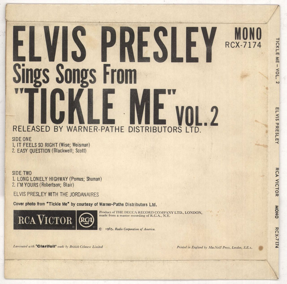 Elvis Presley Tickle Me Vol.2 EP - VG UK 7" vinyl single (7 inch record / 45) ELV07TI567713