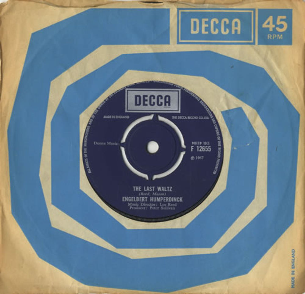 Engelbert Humperdinck (Singer) The Last Waltz UK 7" vinyl single (7 inch record / 45) F.12655