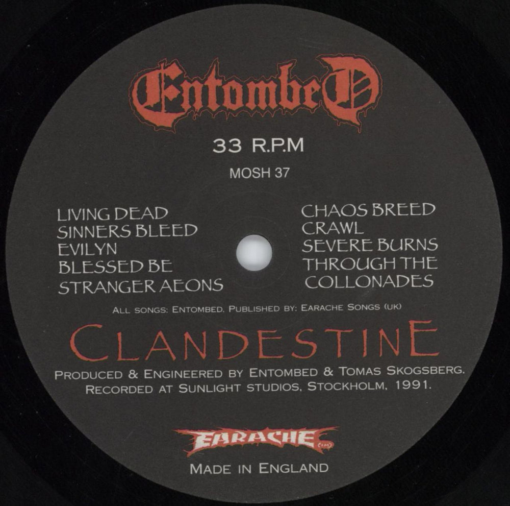 Entombed Clandestine - Limited Embossed Sleeve - EX UK vinyl LP album (LP record) ENTLPCL816260