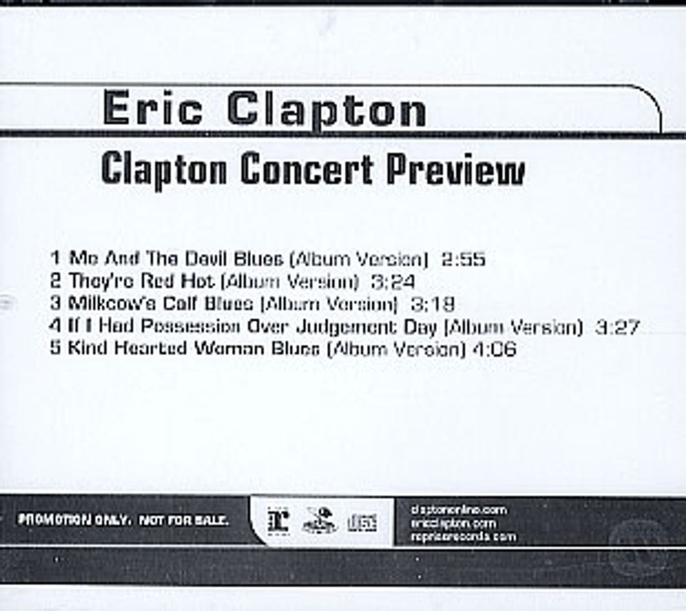 Eric Clapton Clapton Concert Preview US Promo CD single (CD5 / 5") PRO-CDR-101354