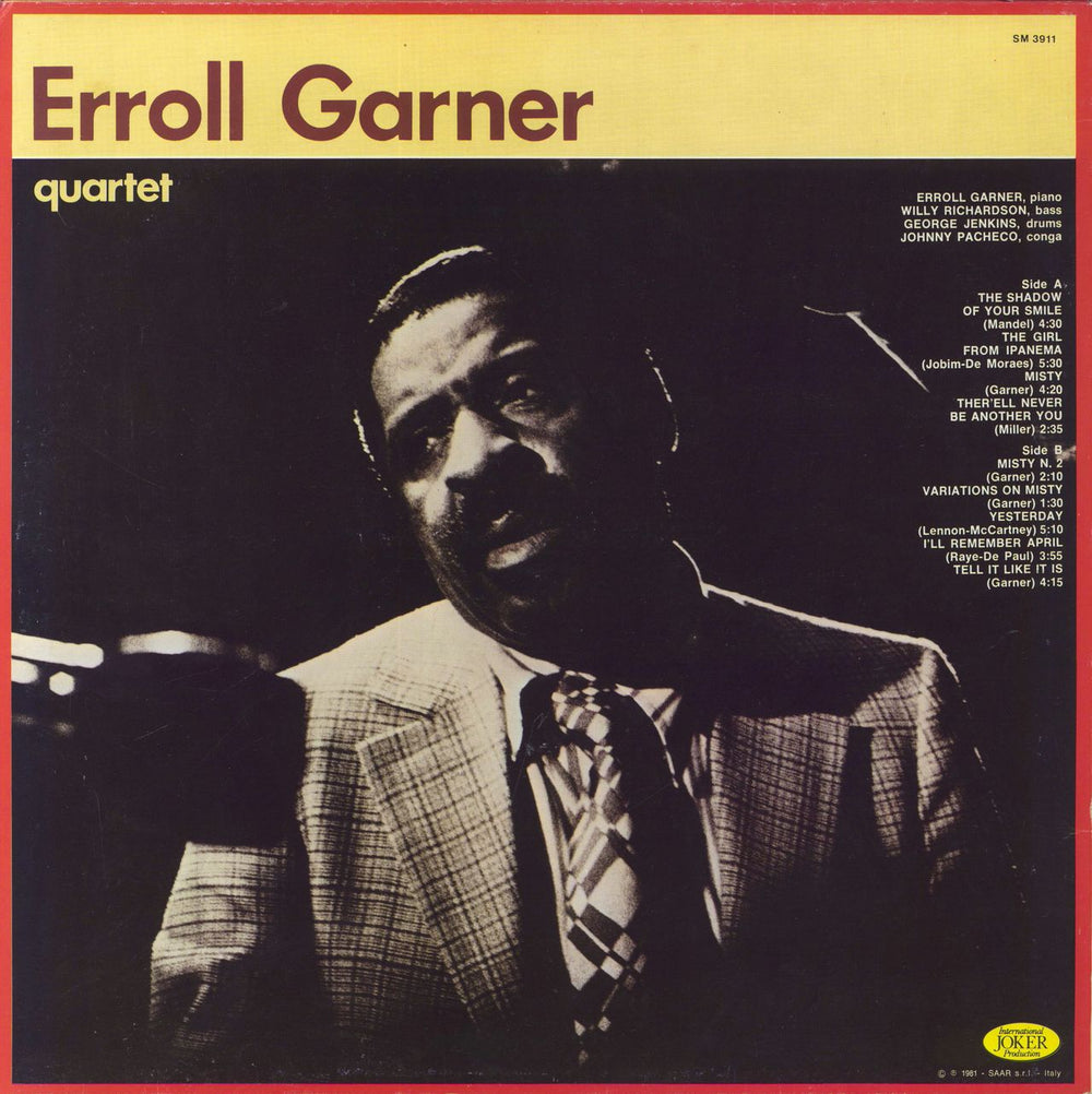 Erroll Garner Quartet Italian vinyl LP album (LP record)