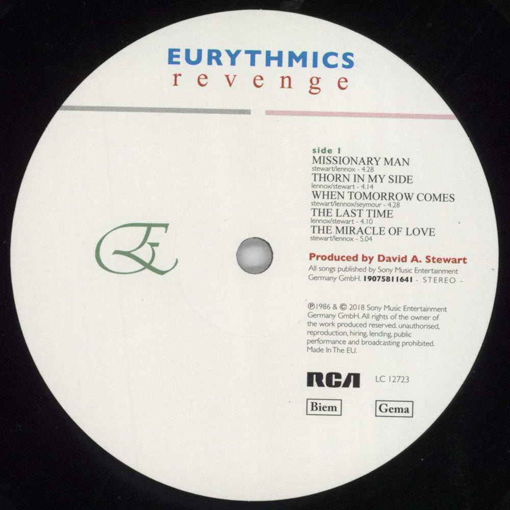 Eurythmics Revenge - 180gm Vinyl UK vinyl LP album (LP record) EURLPRE817735