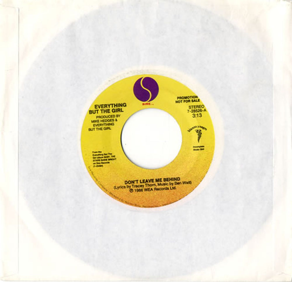 Everything But The Girl Don't Leave Me Behind US Promo 7" vinyl single (7 inch record / 45) 7-28526