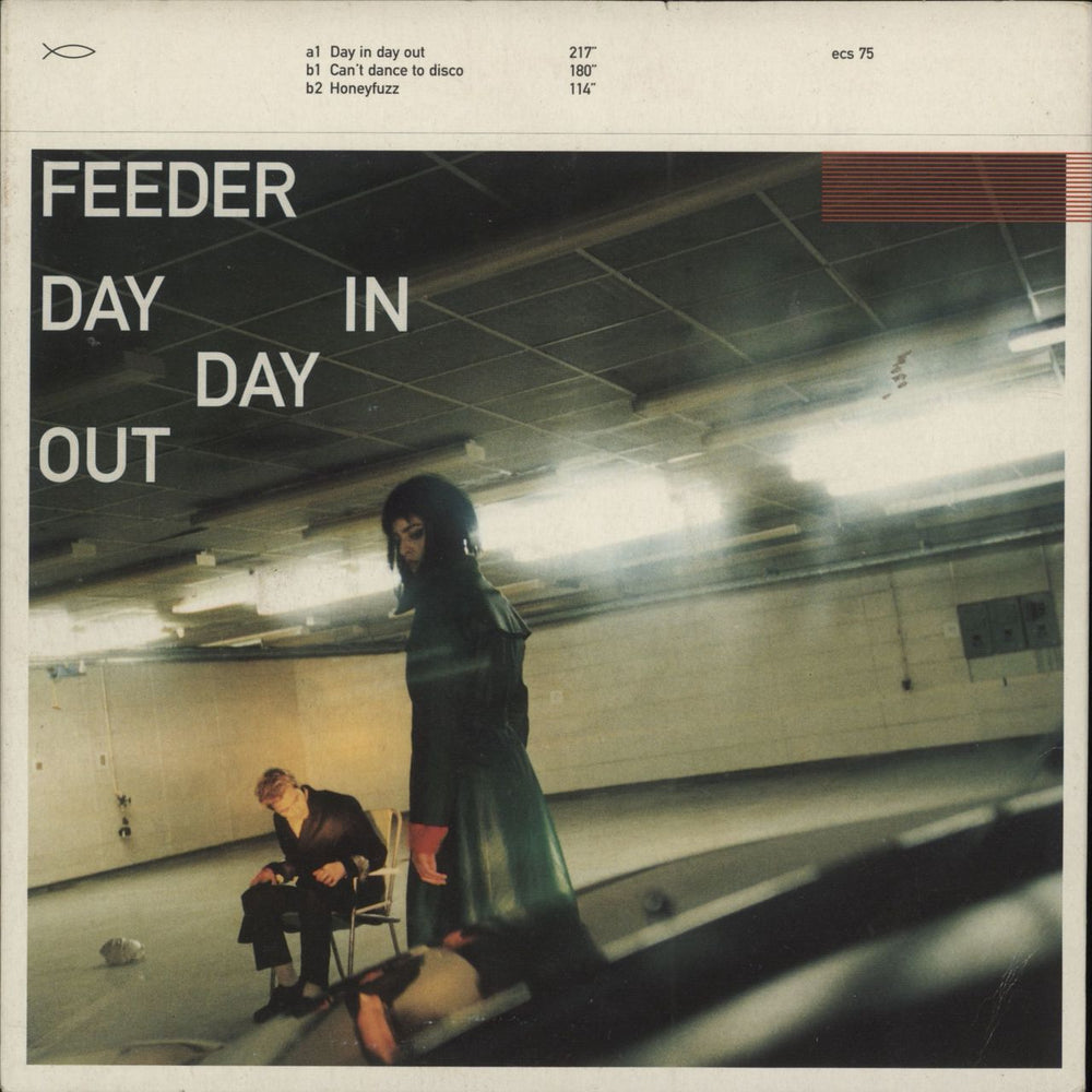 Feeder Day In Day Out - White vinyl -Autographed UK 7" vinyl single (7 inch record / 45) ECS75