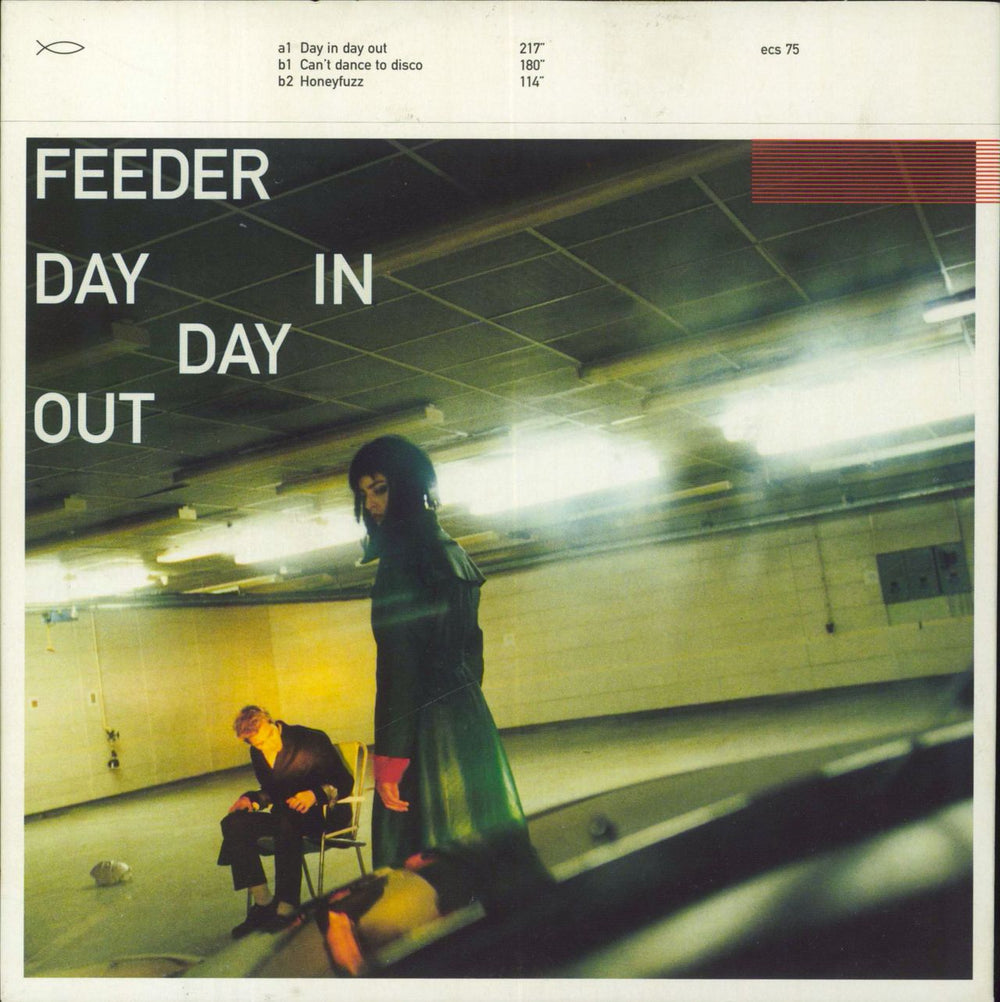 Feeder Day In Day Out - White vinyl UK 7" vinyl single (7 inch record / 45) ECS75