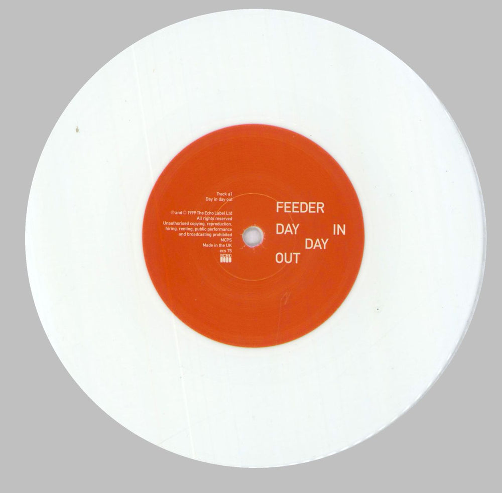 Feeder Day In Day Out - White vinyl UK 7" vinyl single (7 inch record / 45) FEE07DA239768