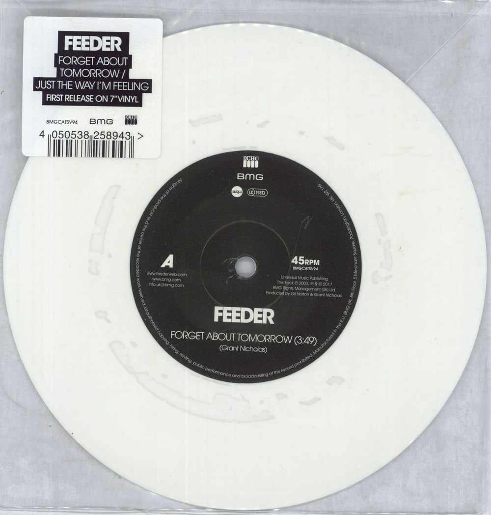 Feeder Forget About Tomorrow - RSD - White Vinyl UK 7" vinyl single (7 inch record / 45) BMGCATSV94