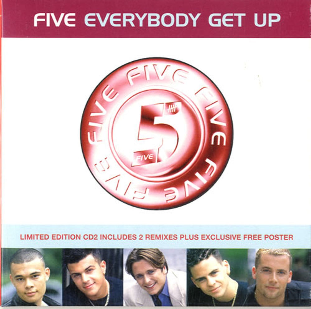 Five Everybody Get Up - CD2 + Poster UK CD single (CD5 / 5") 74321613762