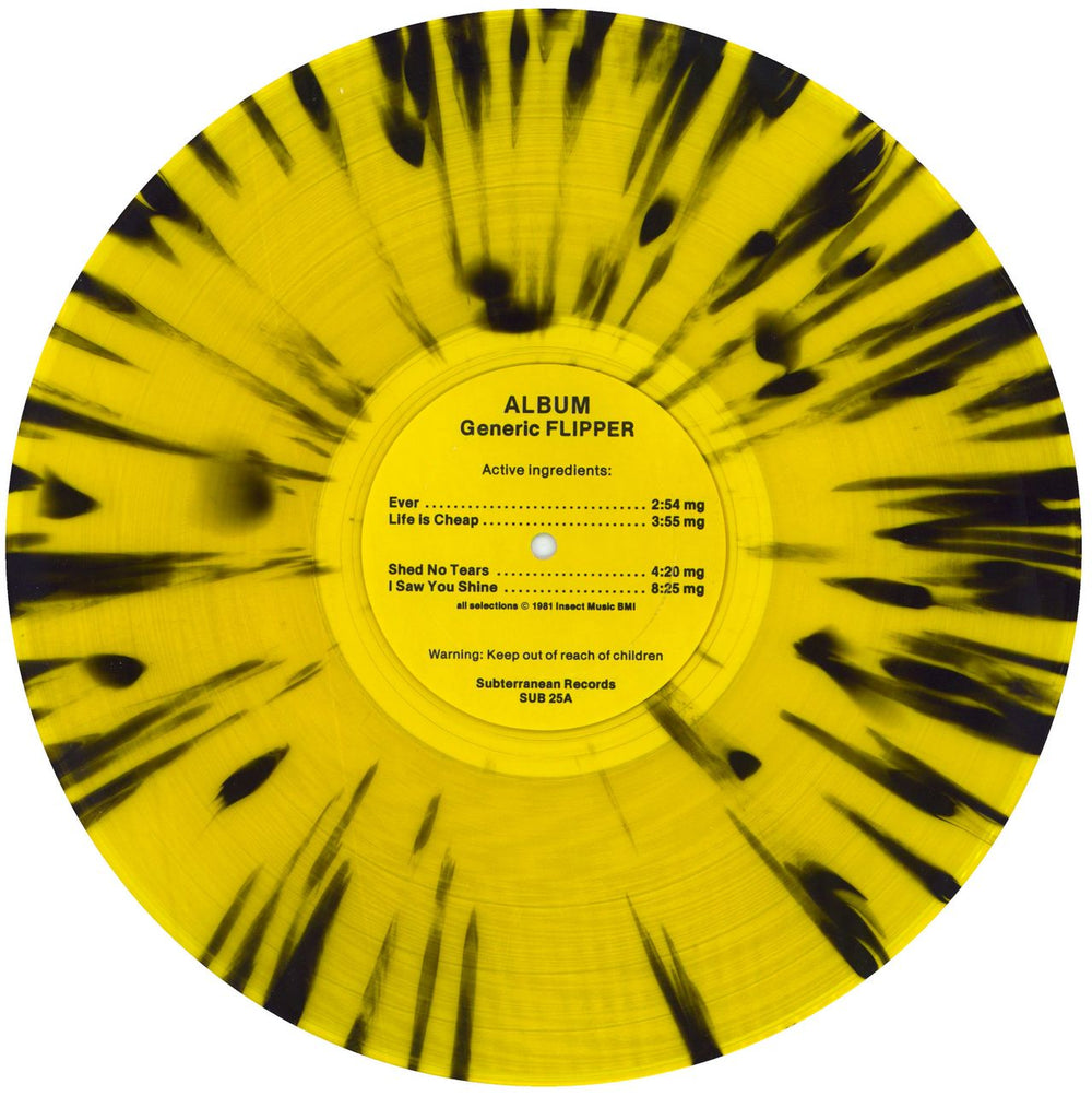 Flipper Album - Generic Flipper - Yellow / Black Splatter + Inserts US vinyl LP album (LP record) FDULPAL811985