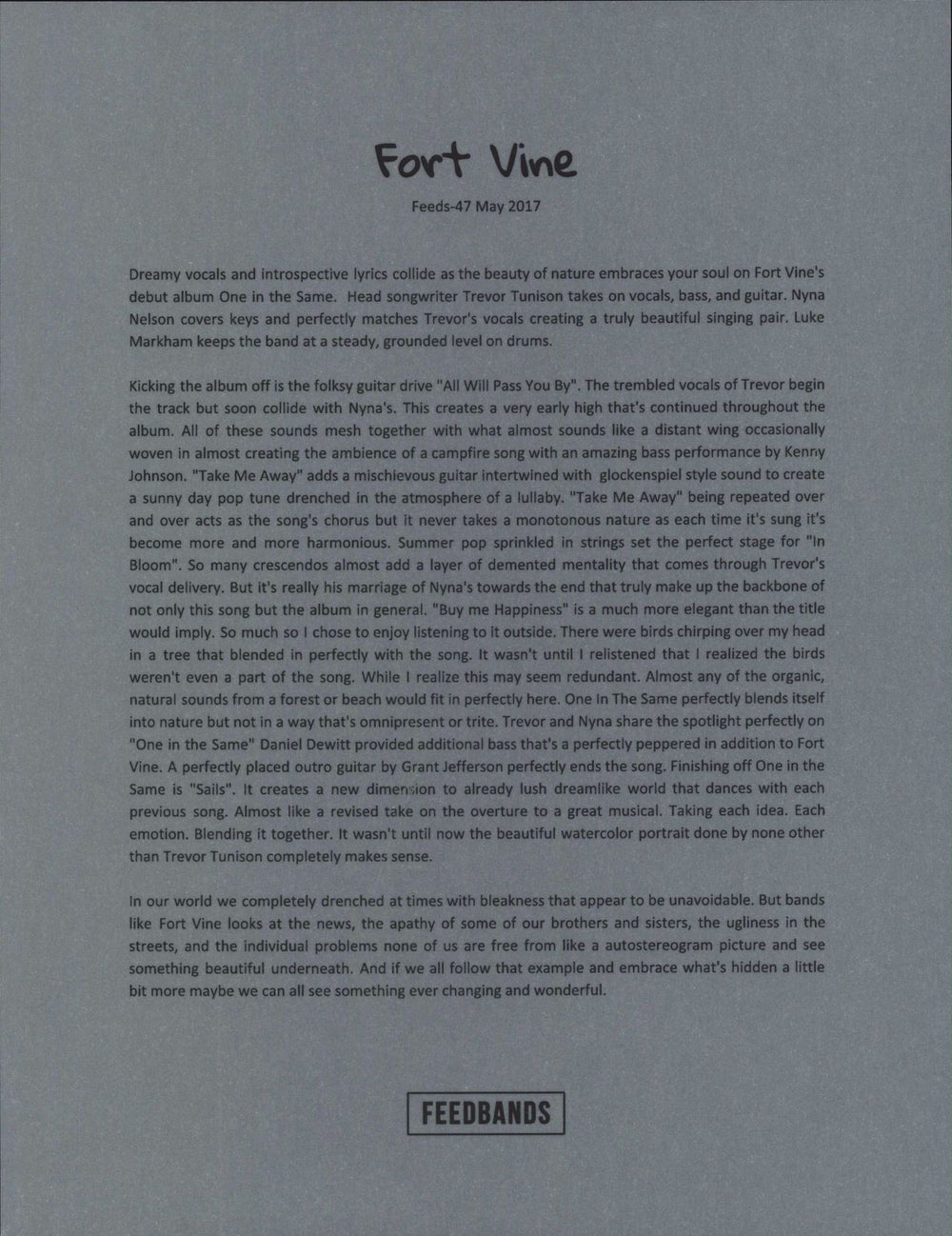 Fort Vine One In The Same - Confetti Vinyl + Press Release US vinyl LP album (LP record)