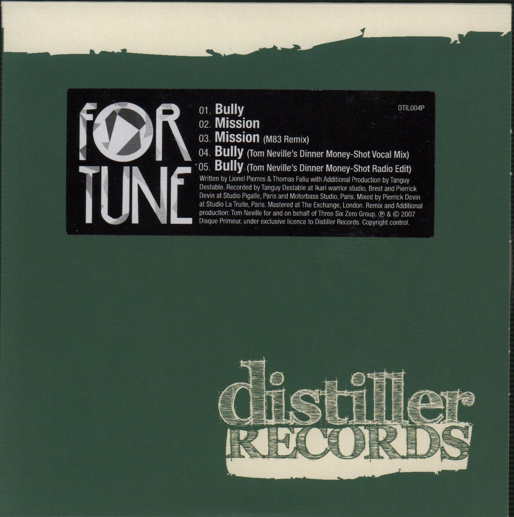 Fortune Bully EP - 5 tracks UK Promo CD single (CD5 / 5") DTIL004P
