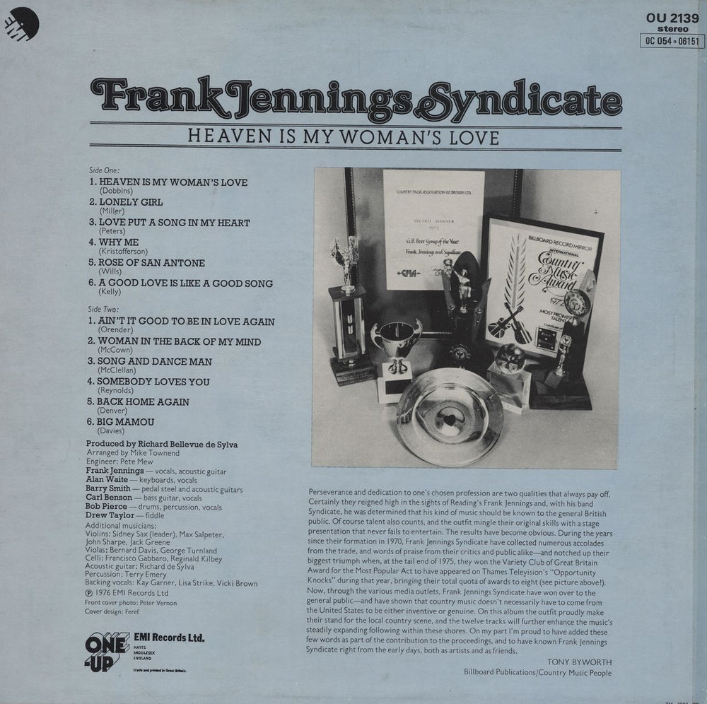 Frank Jennings Syndicate Heaven Is My Woman's Love UK vinyl LP album (LP record)