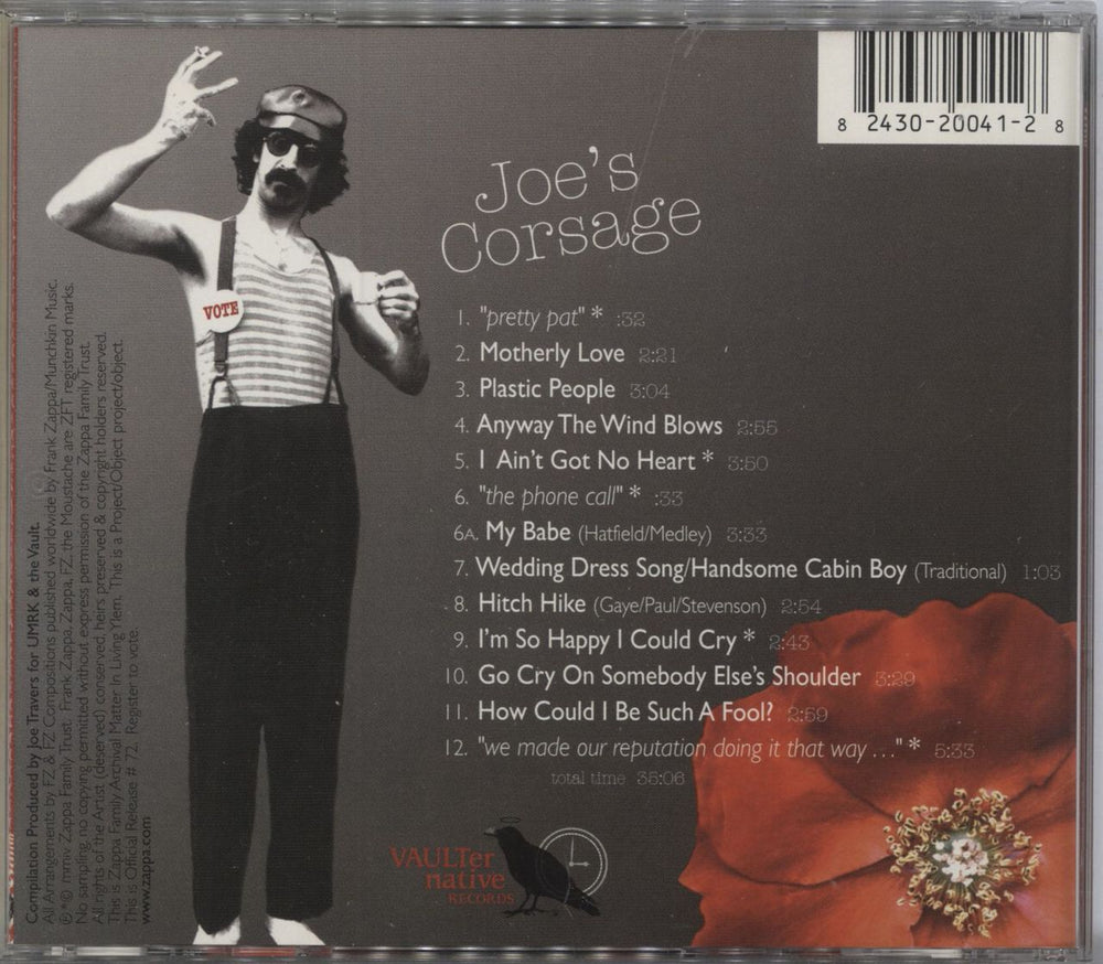 Frank Zappa Joe's Corsage US CD album (CDLP)