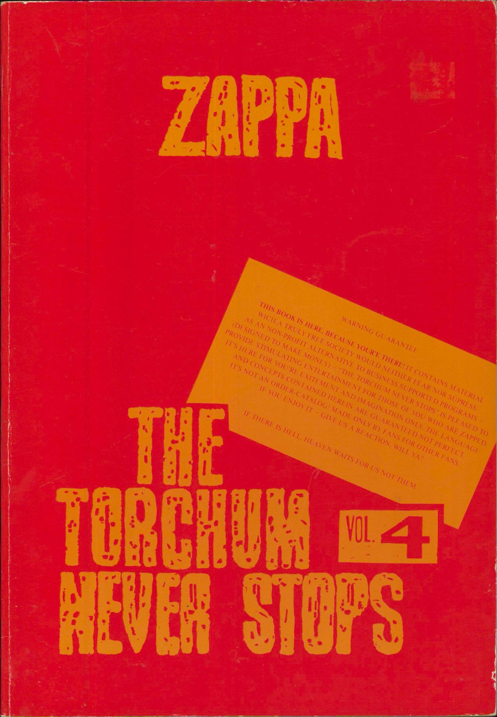 Frank Zappa The Torchum Never Stops Vol. 4 German book BOOK