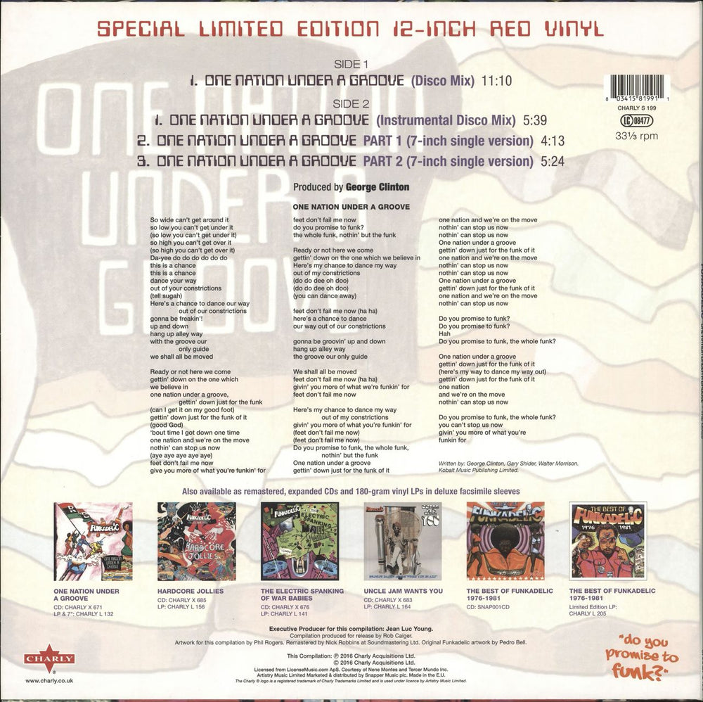 Funkadelic One Nation Under A Groove: The Mixes - RSD16 - Red Vinyl UK 12" vinyl single (12 inch record / Maxi-single) 803415819911