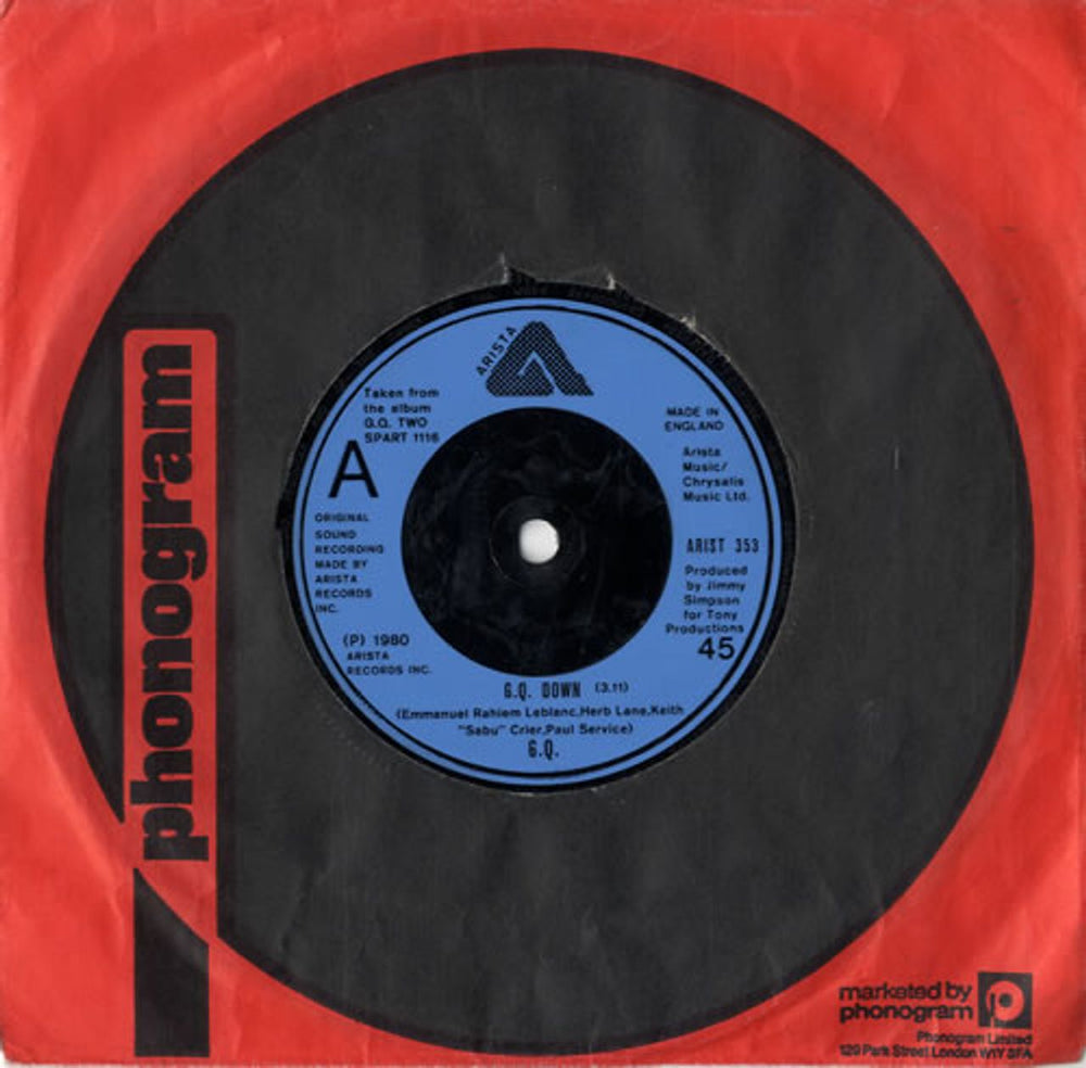 G.Q. G.Q. Down UK 7" vinyl single (7 inch record / 45) ARIST353
