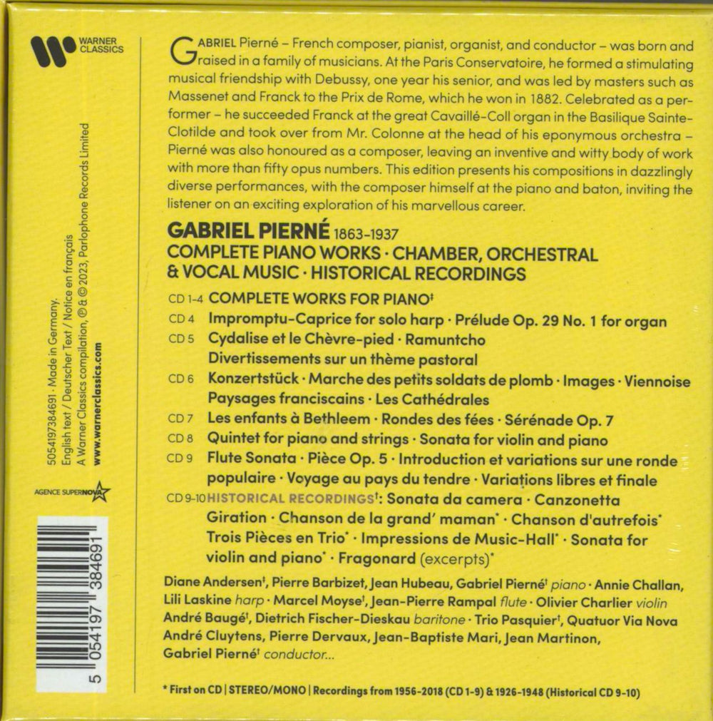 Gabriel Pierne Complete Piano Works, Chamber Orchestral & Vocal Music UK CD Album Box Set 5054197384691