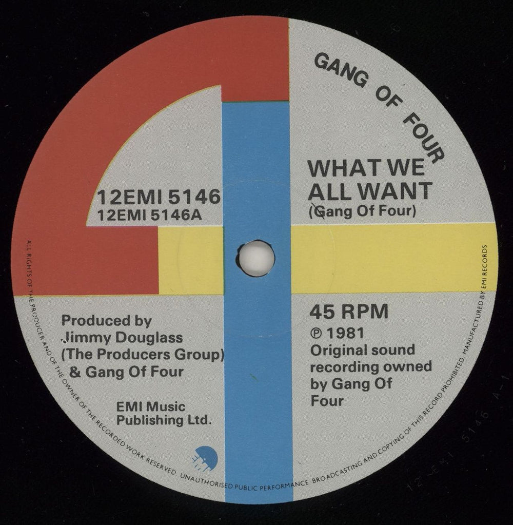 Gang Of Four What We All Want UK 12" vinyl single (12 inch record / Maxi-single) 12EMI5146