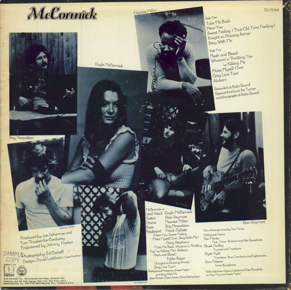 Gayle McCormick Flesh & Blood US vinyl LP album (LP record)