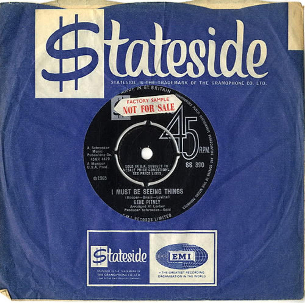Gene Pitney I Must Be Seeing Things - Factory Sample UK 7" vinyl single (7 inch record / 45) SS390