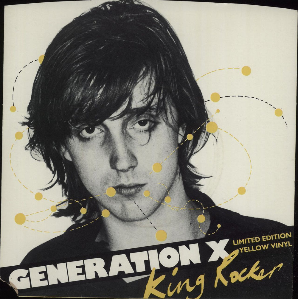 Generation X King Rocker - Yellow Vinyl - Mark Laff p/s - EX UK 7" vinyl single (7 inch record / 45) CHSC2261