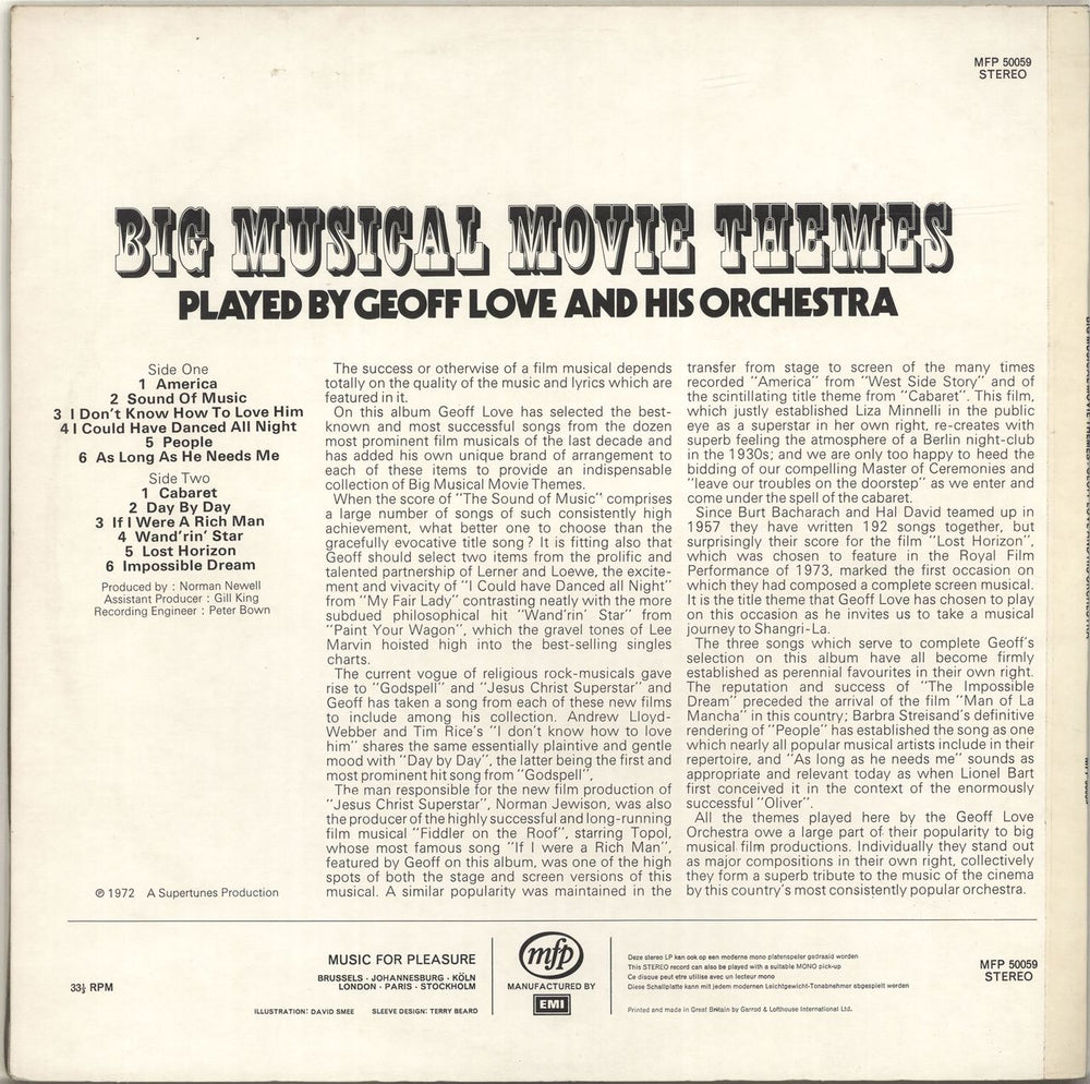 Geoff Love Big Musical Movie Themes UK vinyl LP album (LP record)