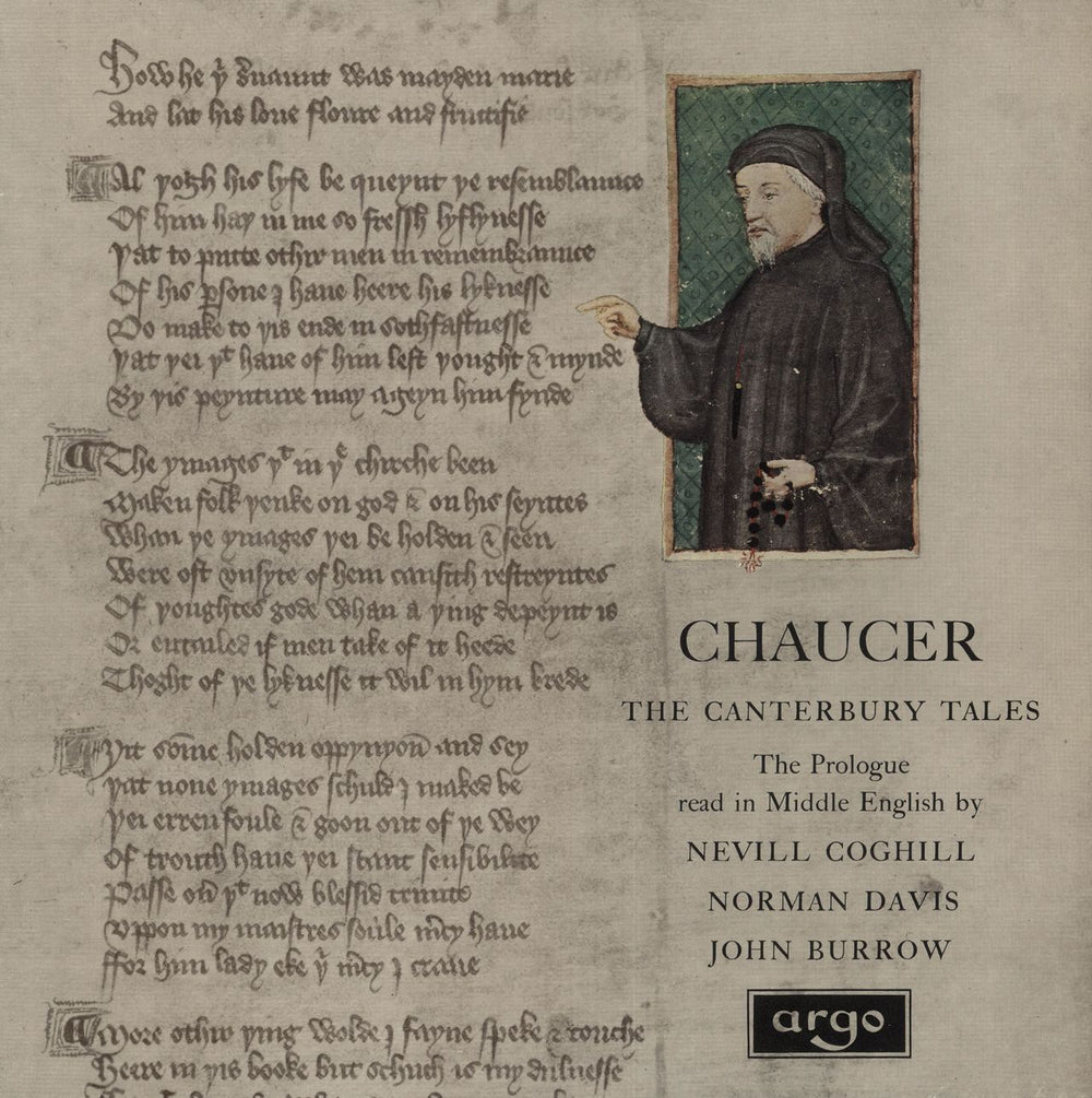 Geoffrey Chaucer Prologue To The Canterbury Tales Read In Middle English UK vinyl LP album (LP record) RG401