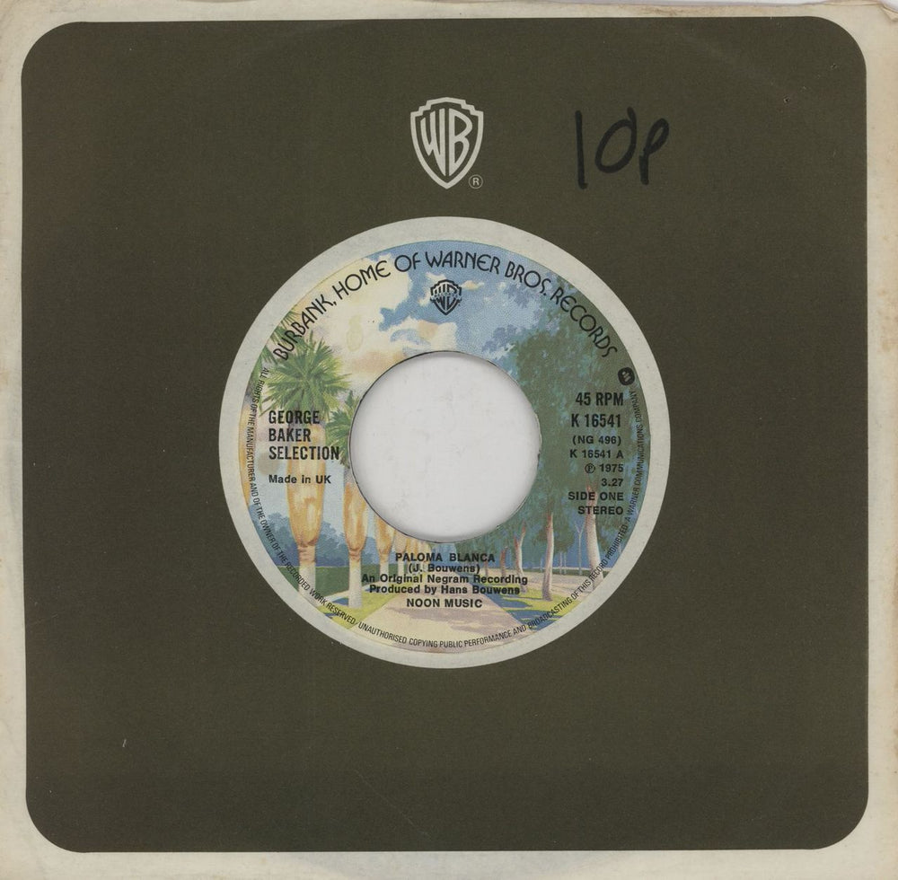 George Baker Selection Paloma Blanca - Wide centre UK 7" vinyl single (7 inch record / 45) K16541