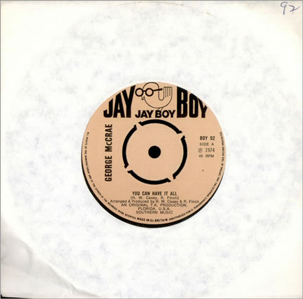 George McCrae You Can Have It All UK 7" vinyl single (7 inch record / 45) BOY92