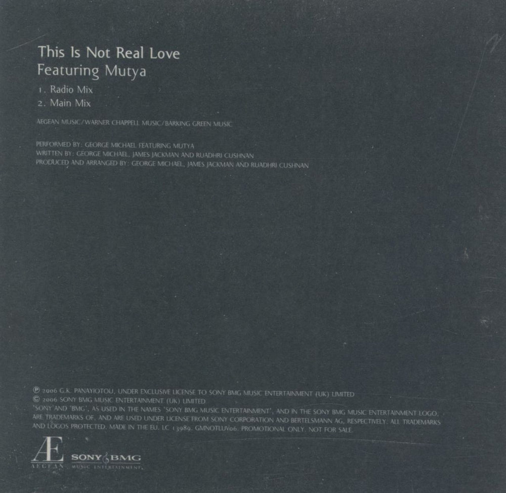 George Michael This Is Not Real Love UK Promo CD single (CD5 / 5")