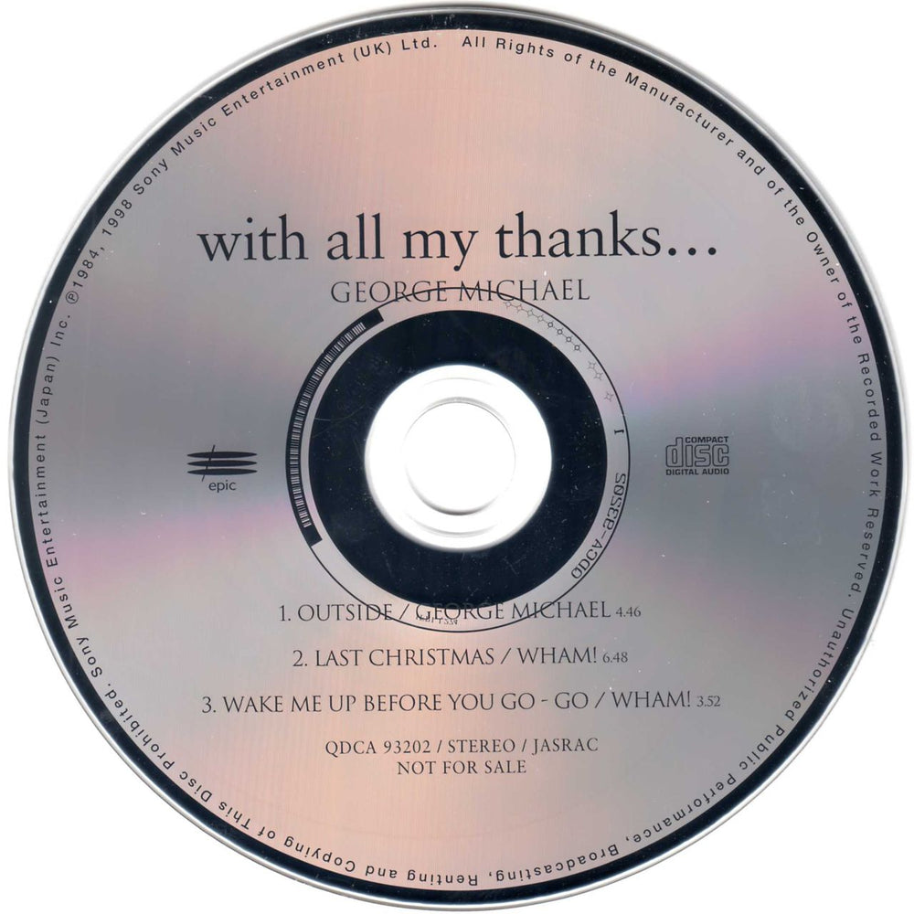 George Michael With All My Thanks... Japanese Promo CD single (CD5 / 5")