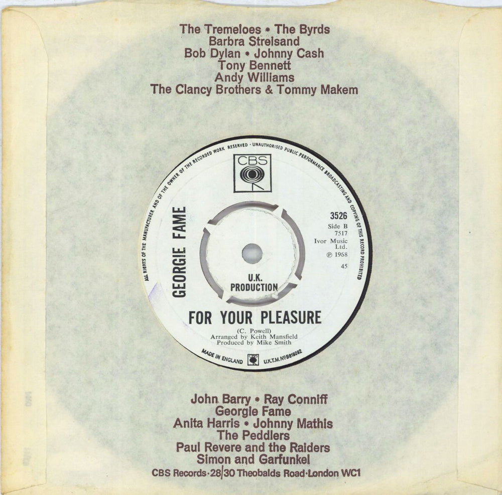 Georgie Fame By The Time I Get To Phoenix - A-Label UK 7" vinyl single (7 inch record / 45)