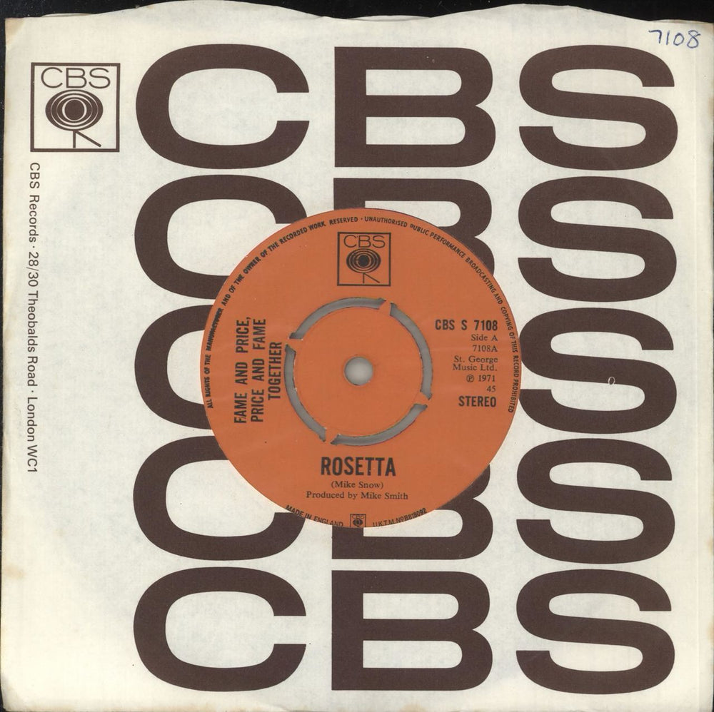 Georgie Fame Rosetta - 4-pr UK 7" vinyl single (7 inch record / 45) CBSS7108