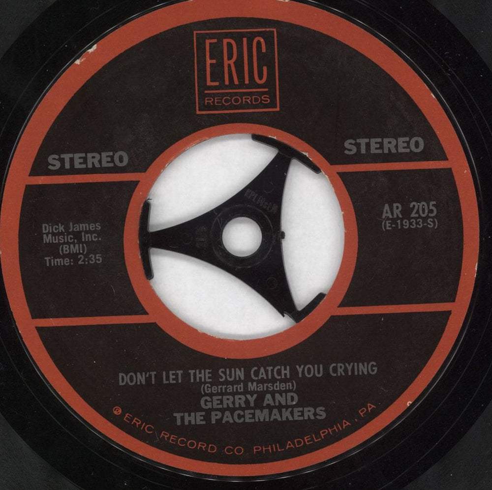 Gerry And The Pacemakers Don't Let The Sun Catch You Crying US 7" vinyl single (7 inch record / 45) AR205