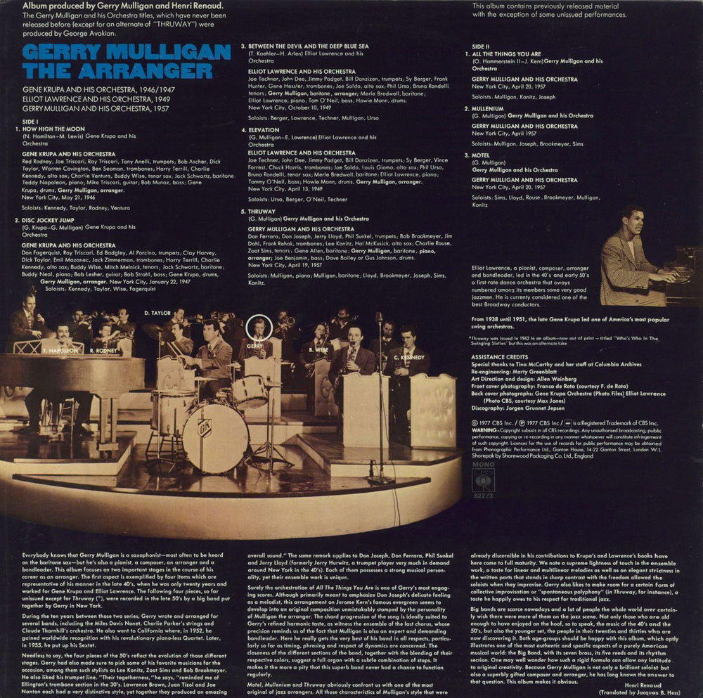 Gerry Mulligan The Arranger UK vinyl LP album (LP record)