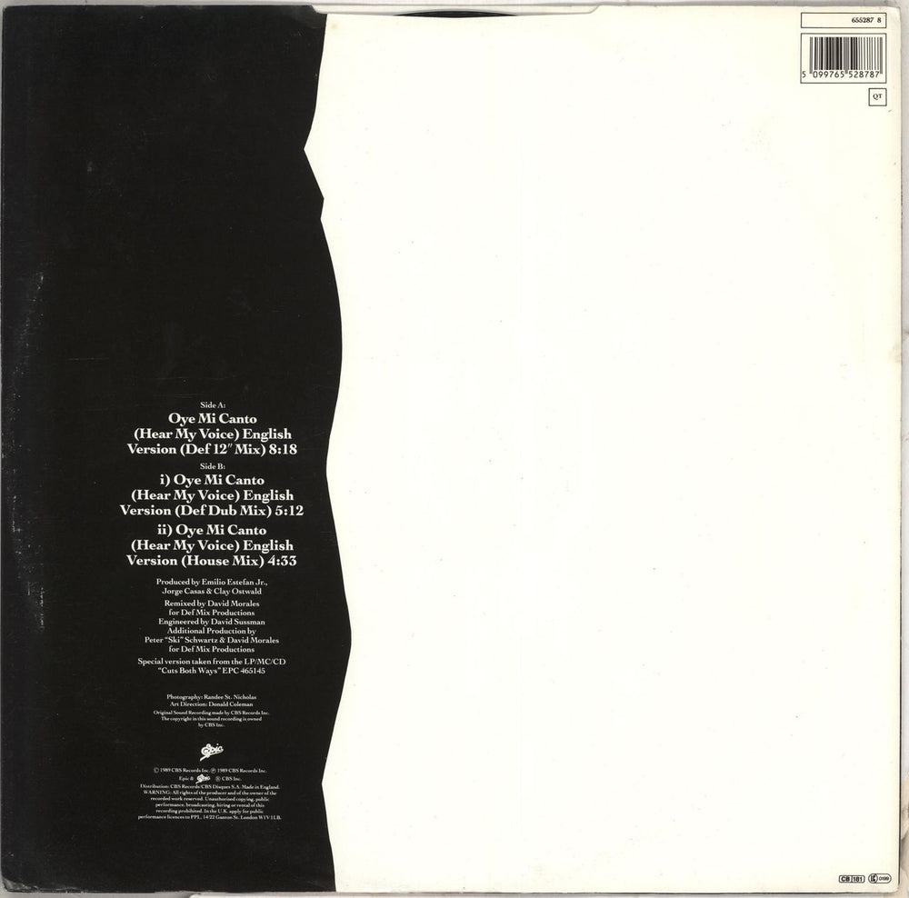 Gloria Estefan Oye Mi Canto (Hear My Voice) UK 12" vinyl single (12 inch record / Maxi-single) 5099765528787