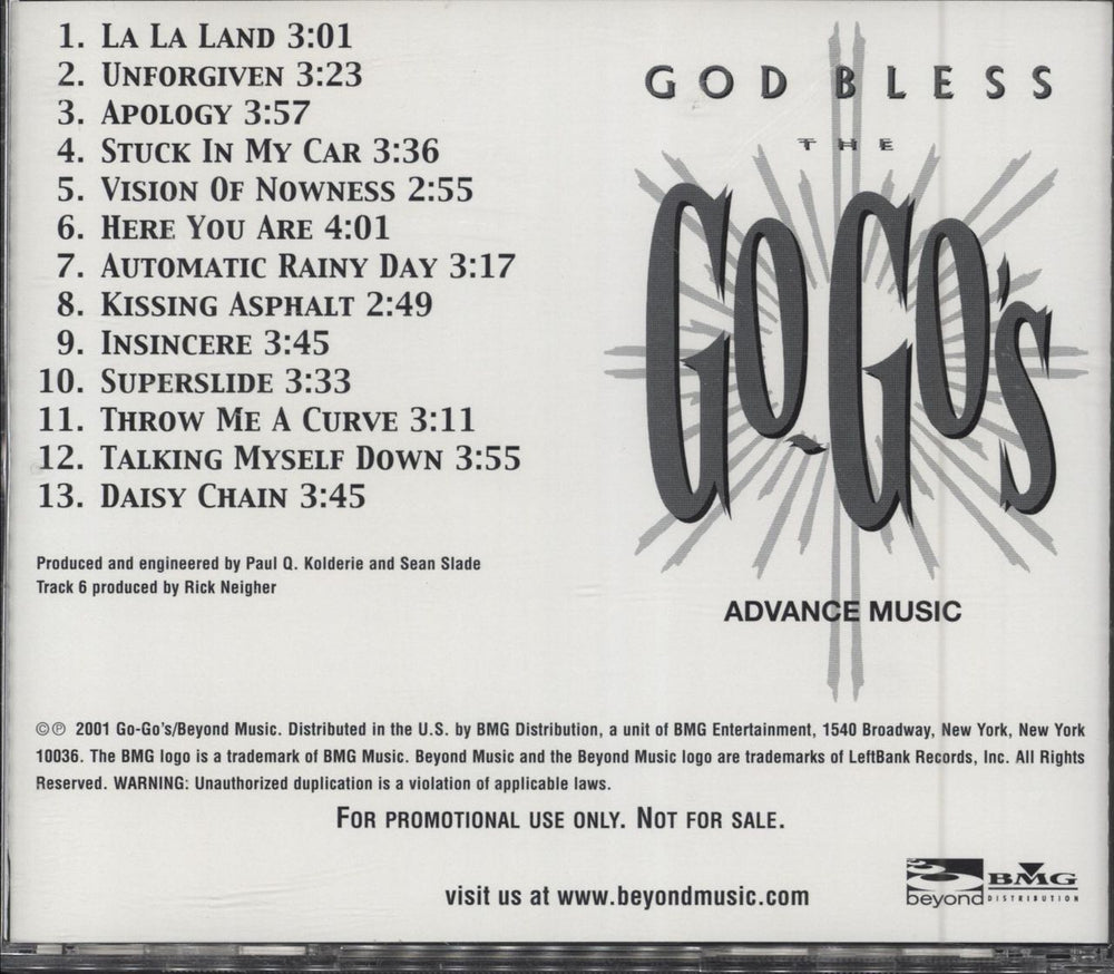 Go-Go's God Bless The Go-Go's US Promo CD album (CDLP) GOGCDGO183551