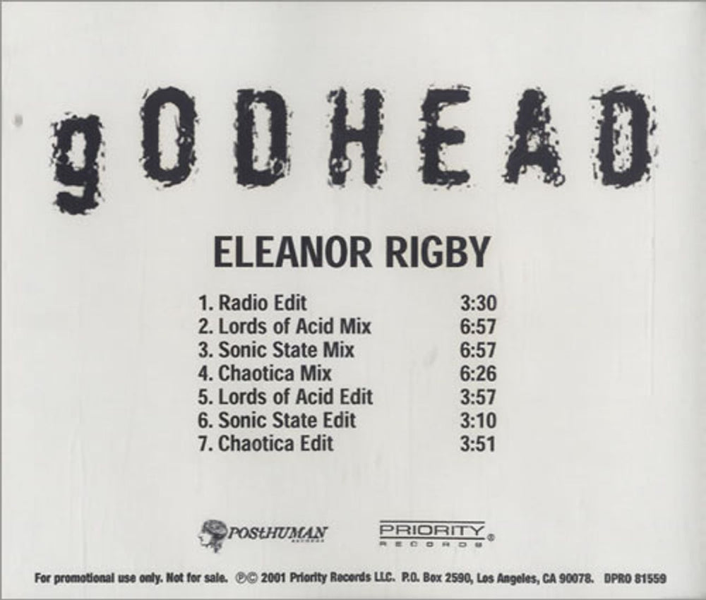 Godhead Eleanor Rigby US Promo CD-R acetate CD-R ACETATE