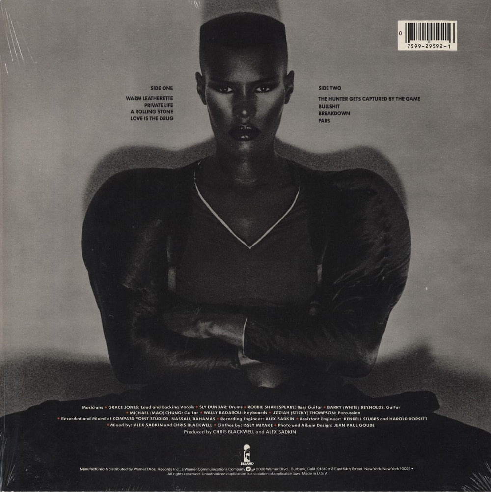 Grace Jones Warm Leatherette - shrink US vinyl LP album (LP record) 075992959216