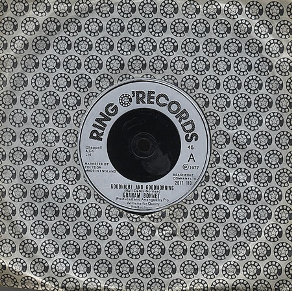 Graham Bonnet Goodnight And Goodmorning UK 7" vinyl single (7 inch record / 45) 2017110